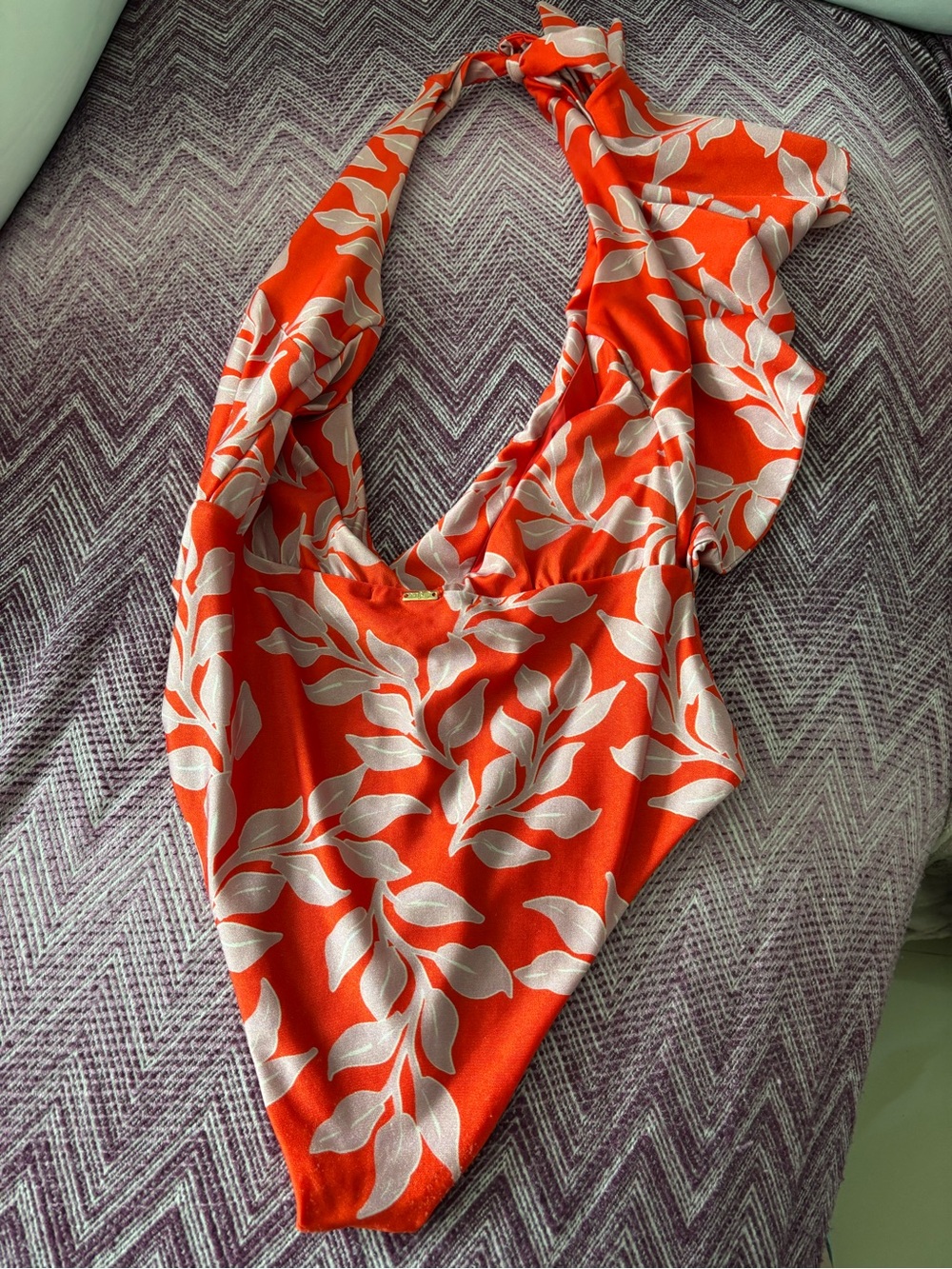 PatBO One Piece Swim Suit - Worn Once - Red and Lavender- very chic for Summer - Picture 5 of 8
